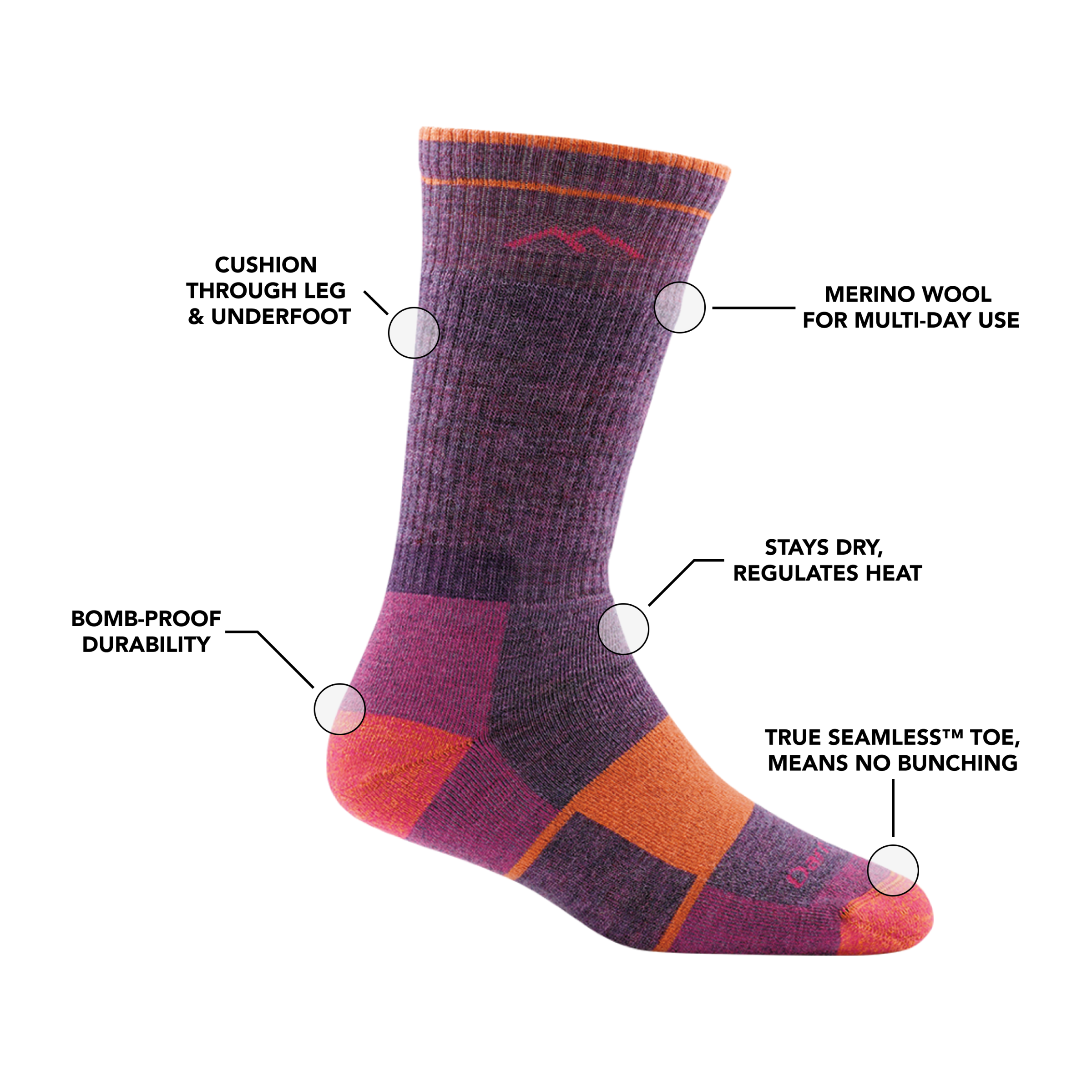 Women's Hiker Boot Full Cushion Midweight Hiking Socks - Image 9